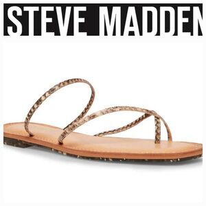 Steve Madden Cool Planet Freee Open Toe Square Toe Strappy Sandal- Snakeskin